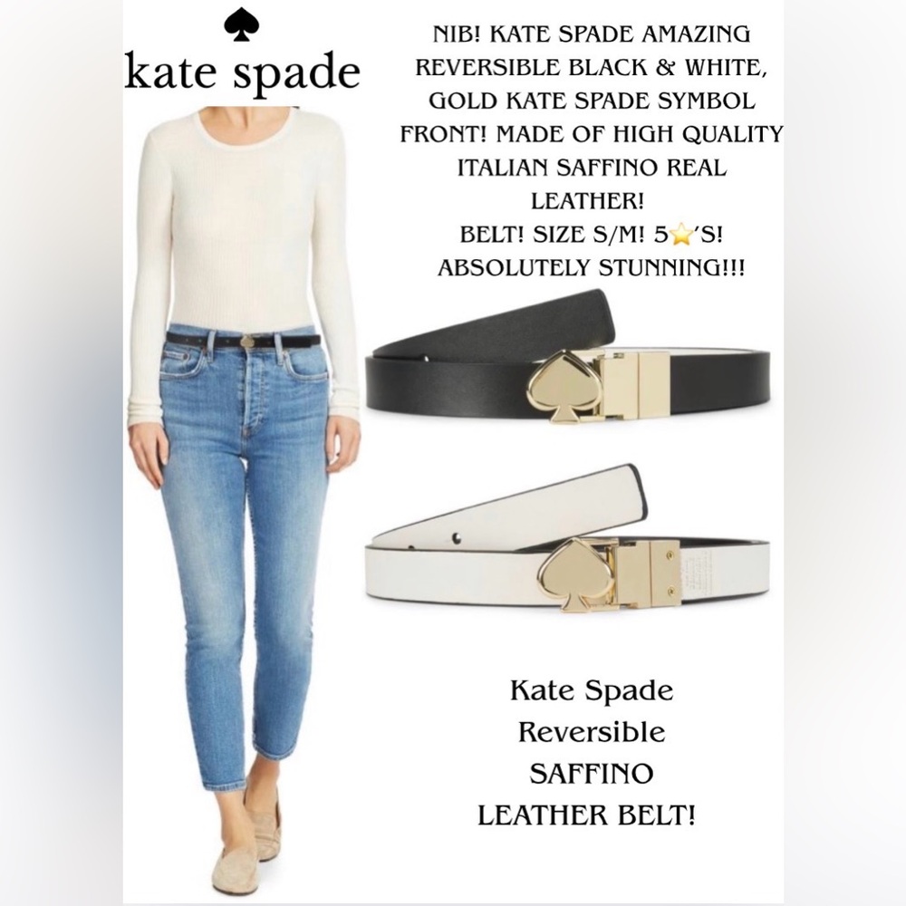 NIB! KATE SPADE REVERSIBLE BLACK & WHITE BELT! REAL ITALIAN LEATHER! STUNNING!